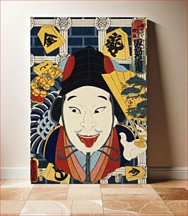 Πίνακας, One of the portrait from the collection of portraits, Portraits of an Actor by Toyohara Kunichika (1835-1900), a traditional Japanese Ukyio-e style illustratio