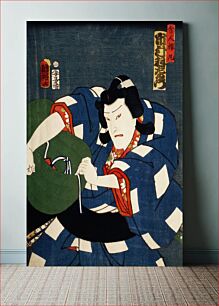 Πίνακας, One of the portrait from the collection of portraits, Portraits of an Actor by Toyohara Kunichika (1835-1900), a traditional Japanese Ukyio-e style illustratio