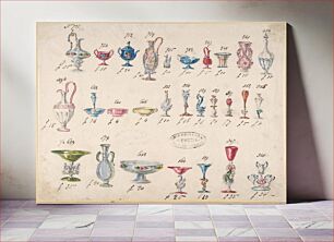 Πίνακας, One of Twenty-Three Sheets of Drawings of Glassware (Mirrors, Chandeliers, Goblets, etc.)