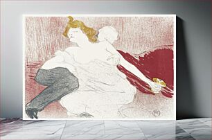 Πίνακας, Ontwerp voor omslag catalogus met liggende man en halfnaakte vrouw (1896) by Henri de Toulouse–L
