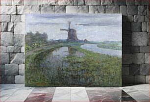 Πίνακας, Oostzijdse Mill along the River Gein by Moonlight (1903) by Piet Mondrian