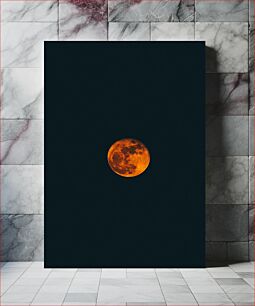 Πίνακας, Orange Moon in Dark Sky Πορτοκαλί φεγγάρι στο σκοτεινό ουρανό