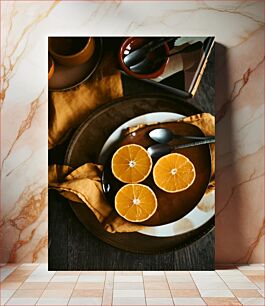 Πίνακας, Orange Slices on a Plate Φέτες πορτοκαλιού σε ένα πιάτο