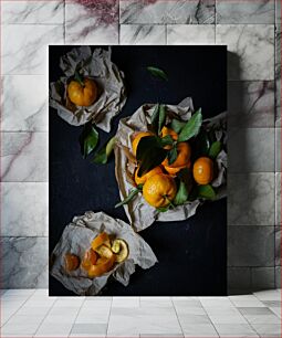 Πίνακας, Oranges in Rustic Setting Πορτοκάλια σε Ρουστίκ σκηνικό