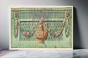 Πίνακας, Ornamental Panel with Flaming Lamp and Floral Swags