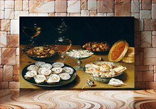 Πίνακας, Osias Beert the Elder - Dishes with Oysters, Fruit, and Wine