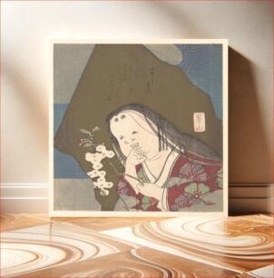 Πίνακας, Otafuku Holding a Branch of Double White Cherry Blossoms