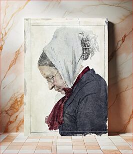 Πίνακας, Oude vrouw met hoofddoek en rode sjaal (ca. 1874–1925) by Jan Veth