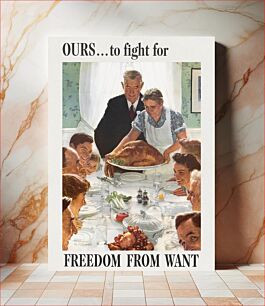 Πίνακας, Ours--to fight for : freedom from want (1894–1978), vintage Thanksgiving illustration by Norman Rockwell
