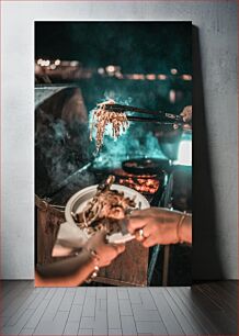 Πίνακας, Outdoor BBQ with Mushrooms Υπαίθριο BBQ με μανιτάρια