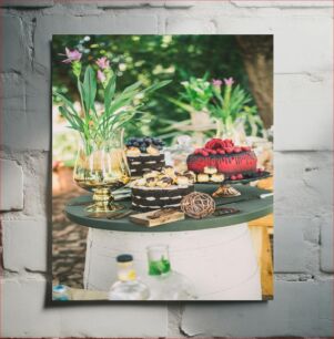 Πίνακας, Outdoor Dessert Table with Flowers Επιδόρπιο εξωτερικού χώρου με λουλούδια