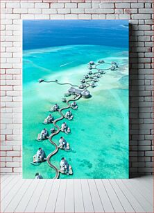 Πίνακας, Overwater Bungalows in Turquoise Ocean Μπανγκαλόου πάνω από το νερό στον Τυρκουάζ Ωκεανό