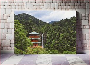 Πίνακας, Pagoda in Lush Green Mountains Παγόδα στα καταπράσινα βουνά