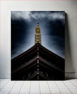 Πίνακας, Pagoda Under Dark Clouds Παγόδα κάτω από σκοτεινά σύννεφα