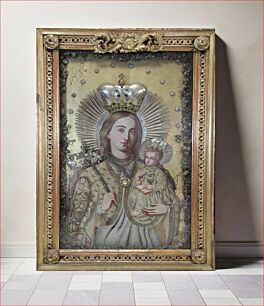 Πίνακας, Painting of the Madonna and Child from the St. Laurence's Church in Těrlicko-Kostelec, the state of the painting in the 19th century with the votive decorations of that time, overall view