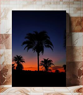 Πίνακας, Palm Trees Silhouette at Sunset Σιλουέτα με φοίνικες στο ηλιοβασίλεμα