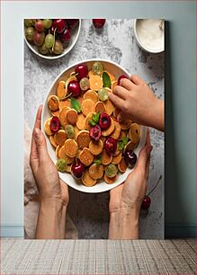 Πίνακας, Pancake Cereal with Fresh Fruits Τηγανίτες δημητριακά με φρέσκα φρούτα