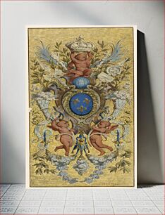 Πίνακας, Panel, escutcheon surrounded by cherubs and other motifs, Frederick Marschall