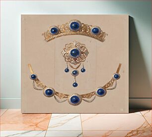 Πίνακας, Parure of diadem, brooch and necklace with lapis lazuli and enamel by Alexis Falize