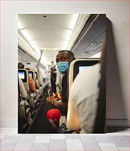Πίνακας, Passenger with Mask on Airplane Επιβάτης με μάσκα στο αεροπλάνο