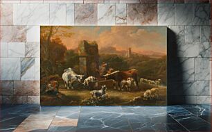 Πίνακας, Pastoral idyll in the romantic landscape with ruins, Philip Peter Roos