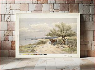Πίνακας, Path by water with ox cart and two figures