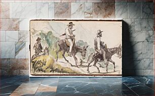 Πίνακας, PCSkovgaard and A. Kittendorff, riding donkeys in a mountain landscape by Wilhelm Marstrand