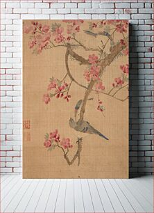 Πίνακας, Peach Blossoms and Birds, from the album, Flowers Birds, and Fish by Ma Yuanyu
