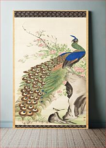 Πίνακας, Peacock and flowers (ca. 1840) vintage painting by Nagasawa Roshu