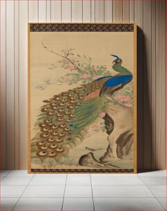 Πίνακας, Peacock and flowers (right of a pair of Birds and Flowers) (ca. 1840) by Nagasawa Roshu