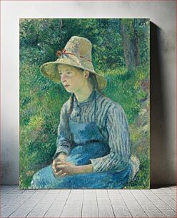 Πίνακας, Peasant Girl with a Straw Hat (1881) by Camille Pissarro