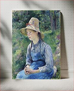 Πίνακας, Peasant Girl with a Straw Hat (1881) by Camille Pissarro