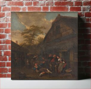 Πίνακας, Peasants outside an inn by Cornelis Dusart