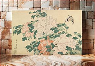 Πίνακας, Peonies and Butterfly (ca.1833–1834) in high resolution by Katsushika Hokusai