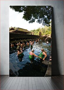 Πίνακας, People Bathing in a Cultural Site Άνθρωποι που κάνουν μπάνιο σε έναν πολιτιστικό χώρο