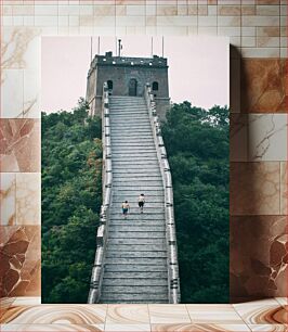 Πίνακας, People Climbing the Great Wall Άνθρωποι που σκαρφαλώνουν στο Σινικό Τείχος