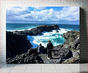 Πίνακας, People Observing Rugged Coastline Άνθρωποι που παρατηρούν την απόκρημνη ακτογραμμή