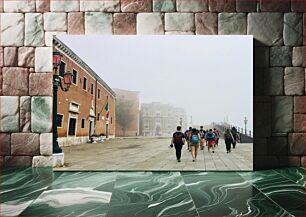 Πίνακας, People Walking in a Foggy City Άνθρωποι που περπατούν σε μια ομιχλώδη πόλη