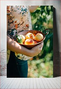 Πίνακας, Person Holding a Bowl of Peaches Άτομο που κρατά ένα μπολ με ροδάκινα