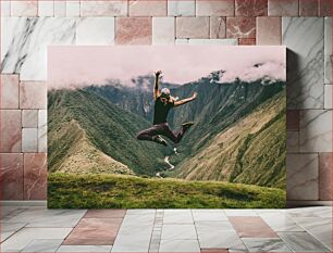 Πίνακας, Person Jumping in the Mountains Πρόσωπο που πηδά στα βουνά