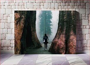 Πίνακας, Person Walking Through Giant Trees Πρόσωπο που περπατά μέσα από γιγάντια δέντρα