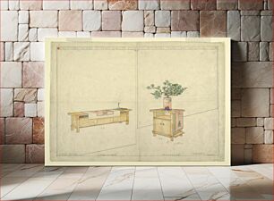 Πίνακας, Piano Bench and Taboret, Henry J. Allen Residence, Wichita, KA by Frank Lloyd Wright