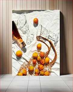 Πίνακας, Picnic Scene with Wine and Apricots Σκηνή πικνίκ με κρασί και βερίκοκα