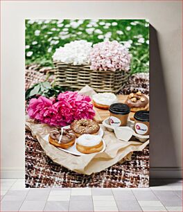 Πίνακας, Picnic with Donuts and Flowers Πικ-νικ με λουκουμάδες και λουλούδια