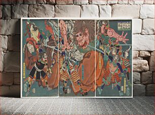 Πίνακας, Picture of Raikō and his Four Companions Conquering the Demon of Mount Ōe (1864) by Tsukioka Yoshitoshi