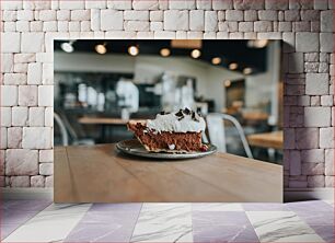 Πίνακας, Piece of Chocolate Cake in a Cafe Κομμάτι κέικ σοκολάτας σε καφετέρια