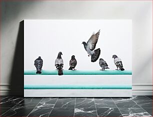 Πίνακας, Pigeons on a Rail Περιστέρια σε ράγα