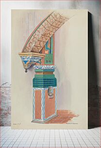 Πίνακας, Pilaster with Holy Water-Font & Arch Below Choir Loft (c. 1936) by Howard H. Sherman