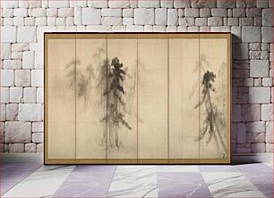 Πίνακας, "Pine Trees" by Hasegawa Tōhaku (Japanese, 1539–1610). The painting has been designated as National Treasure in the paintings category