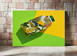 Πίνακας, Pineapple Juice Box on Colorful Background Κουτί χυμού ανανά σε πολύχρωμο φόντο